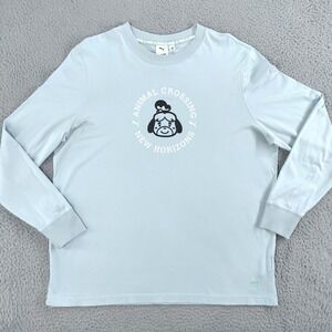 PUMA Shirt Men Large Blue Animal Crossing New Horizons Long Isabelle Tee T-Shirt